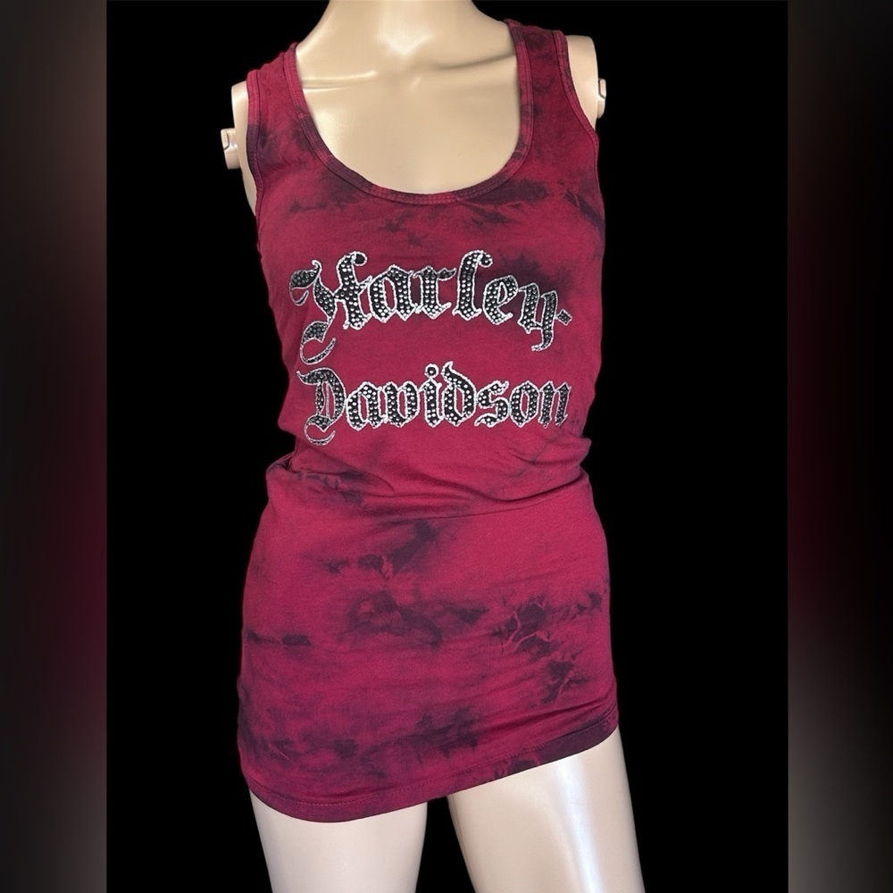 Harley-Davidson Body Con Logo Tie Dye Womens Tank Size M Biker-core Riding EUC